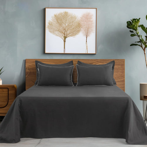 100% Pure Cotton Sateen Bedsheet Set - 300TC with Pillow Cover Pack of 2 | Soft, Silky & Breathable Luxury Bed Linen | Flat or Fitted Bedsheet