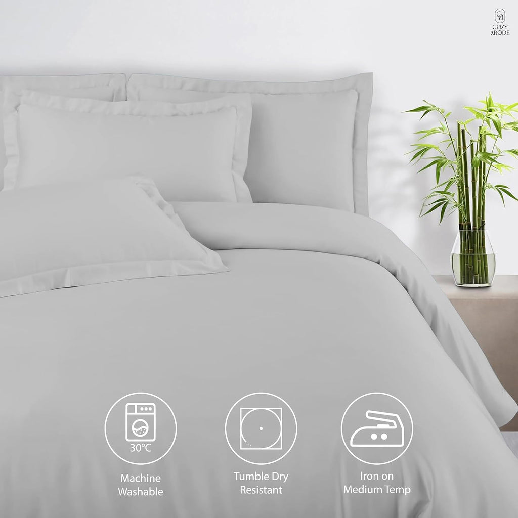 100% Bamboo King Size Bedsheet 275x275 cm with 2 Oxford Pillowcases | 250 TC Ultra Soft, Cooling & Breathable | Plain Solid Luxury Double Bed Sheet (Silver, Pillow Cover Pack of 2)