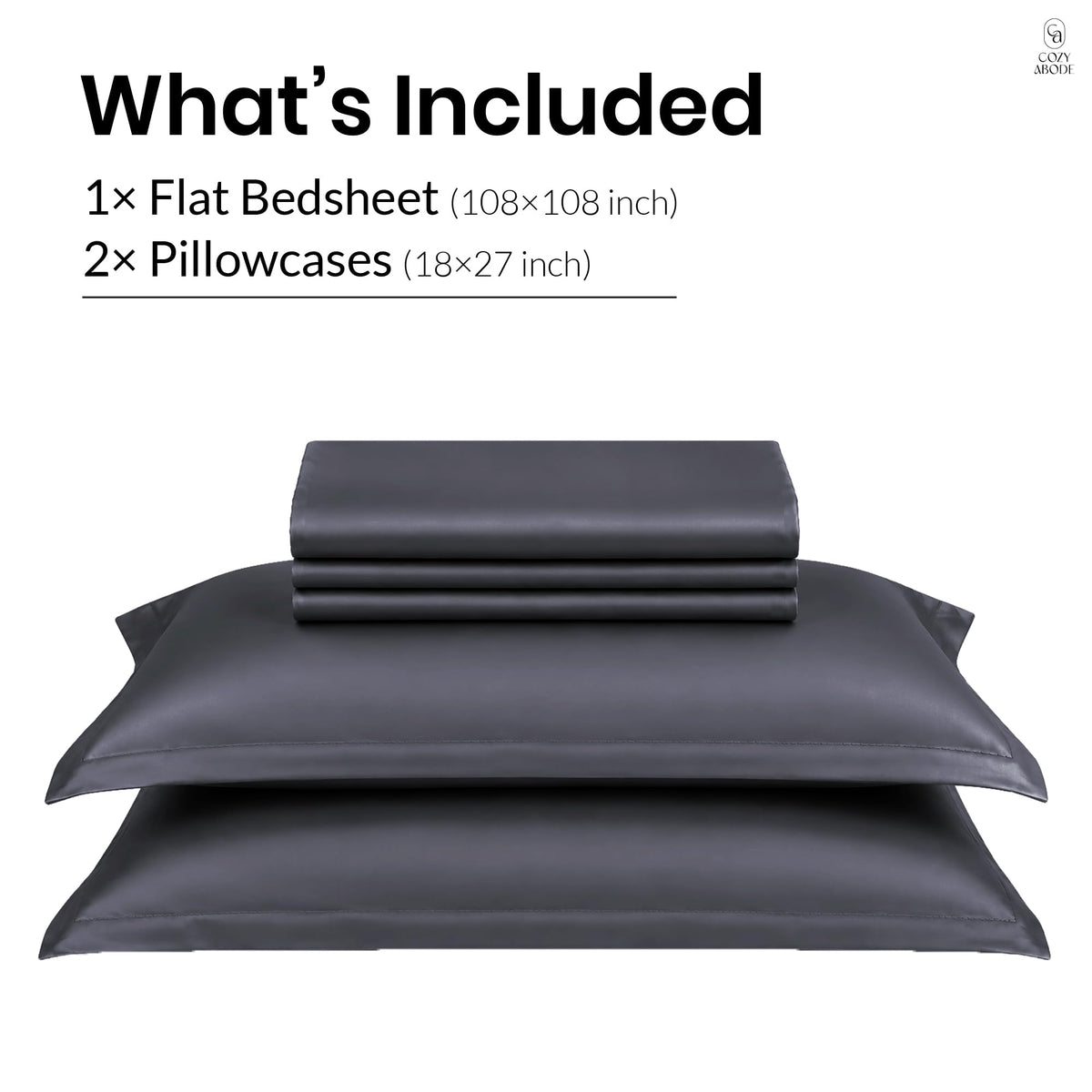 100% Bamboo King Size Bedsheet 275x275 cm with 2 Oxford Pillowcases | 250 TC Ultra Soft, Cooling & Breathable | Plain Solid Luxury Double Bed Sheet (Silver, Pillow Cover Pack of 2)