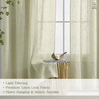 Linen Solid Curtain Set with Steel Eyelet Ring Top Light Filtering Linen Textured Semi-Sheer | 5 Feet | for Living Room, Bedroom & Balcony |150cm x 115cm (Aubergine, 5FT-Window)