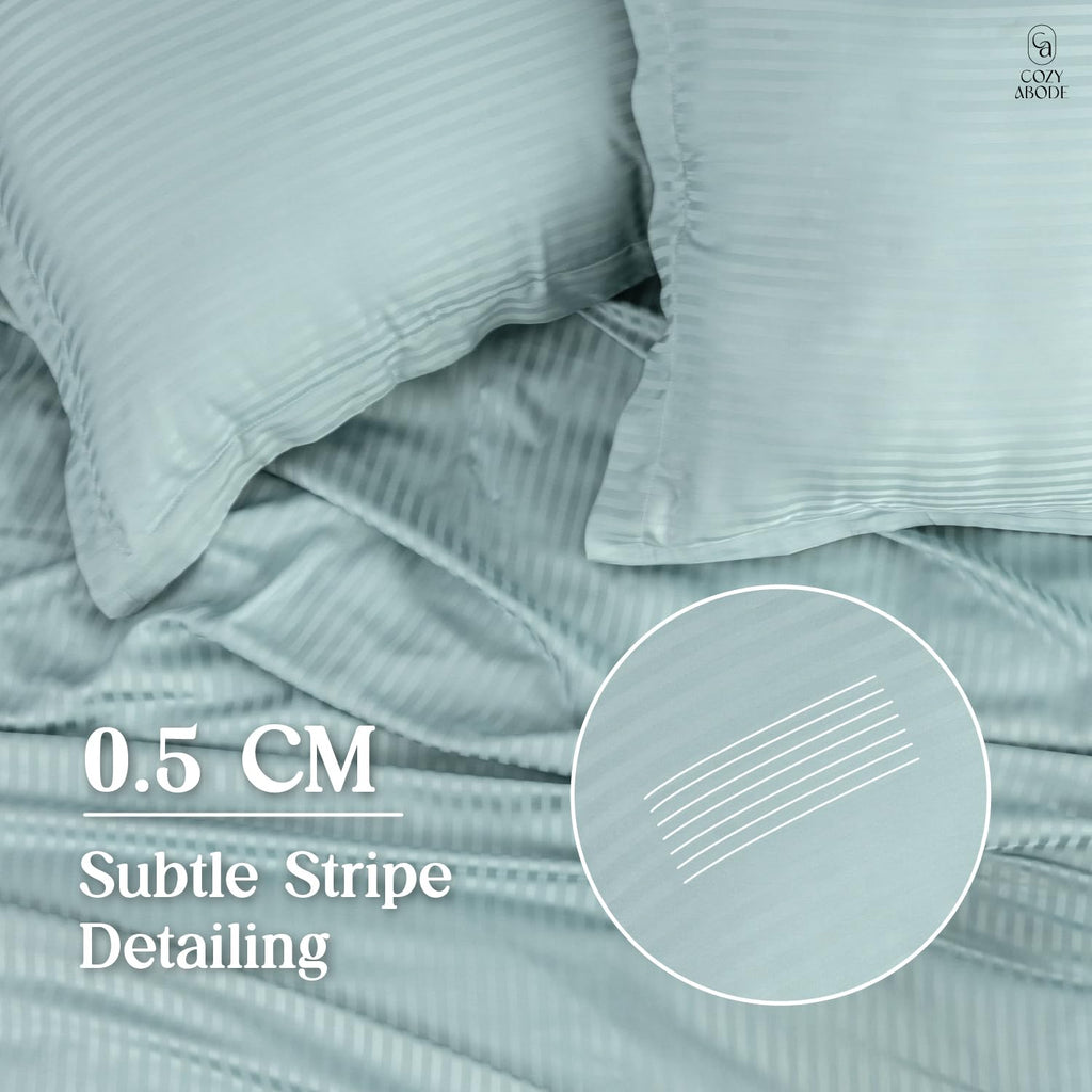 Luxury 300TC 100% Pure Bamboo Self Stripe Bedsheet Set – Flat King Size (108 x 108 inch) | Ultra Soft, Cooling, Breathable & Eco-Friendly with 2 Pillow Covers, Beige