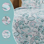 200 TC 100% Cotton Reversible Lightly Quilted Comforter/Dohar | Elegant Paisley Print | Double-Sided Design | Soft, Breathable & All-Season Comfort, Blue, Double