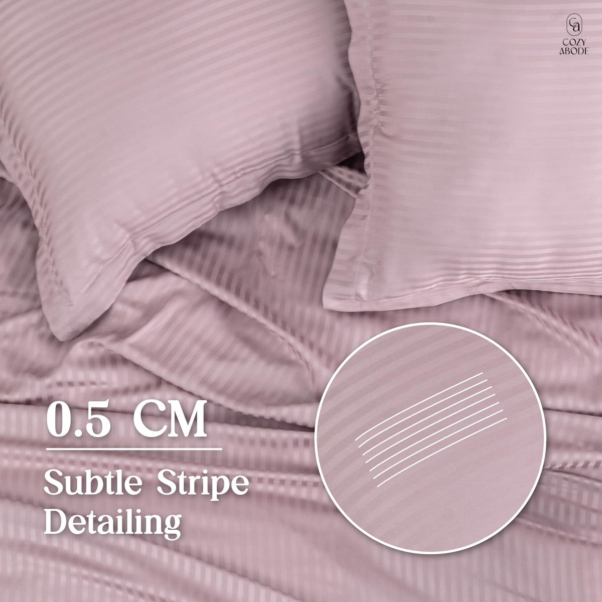 Luxury 300TC 100% Pure Bamboo Self Stripe Bedsheet Set – Flat King Size (108 x 108 inch) | Ultra Soft, Cooling, Breathable & Eco-Friendly with 2 Pillow Covers, Beige