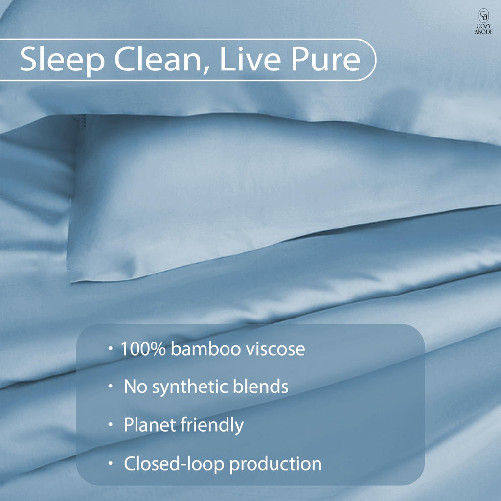 100% Bamboo King Size Bedsheet 275x275 cm with 2 Oxford Pillowcases | 250 TC Ultra Soft, Cooling & Breathable | Plain Solid Luxury Double Bed Sheet (Silver, Pillow Cover Pack of 2)