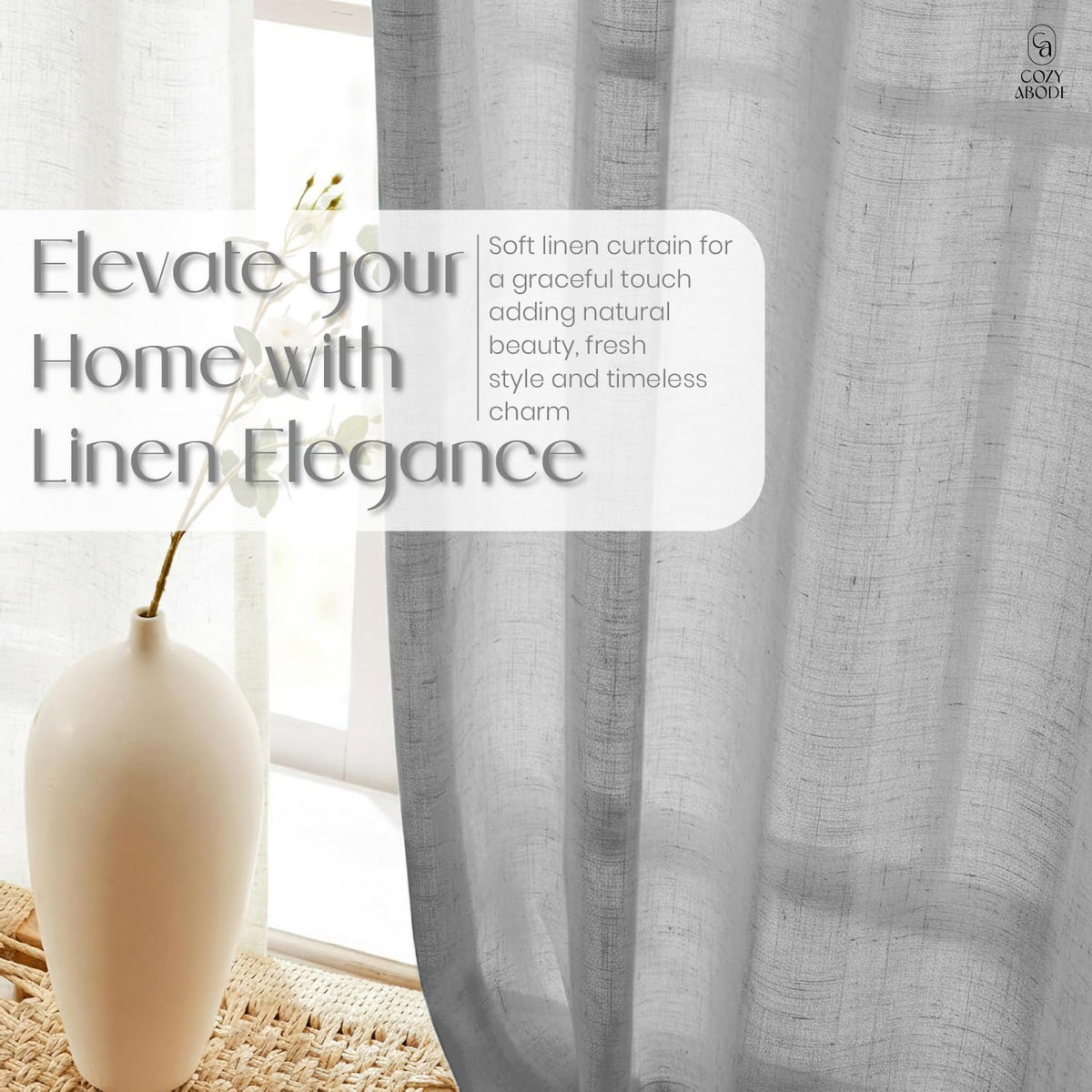 Linen Solid Curtain Set with Steel Eyelet Ring Top Light Filtering Linen Textured Semi-Sheer | 5 Feet | for Living Room, Bedroom & Balcony |150cm x 115cm (Aubergine, 5FT-Window)