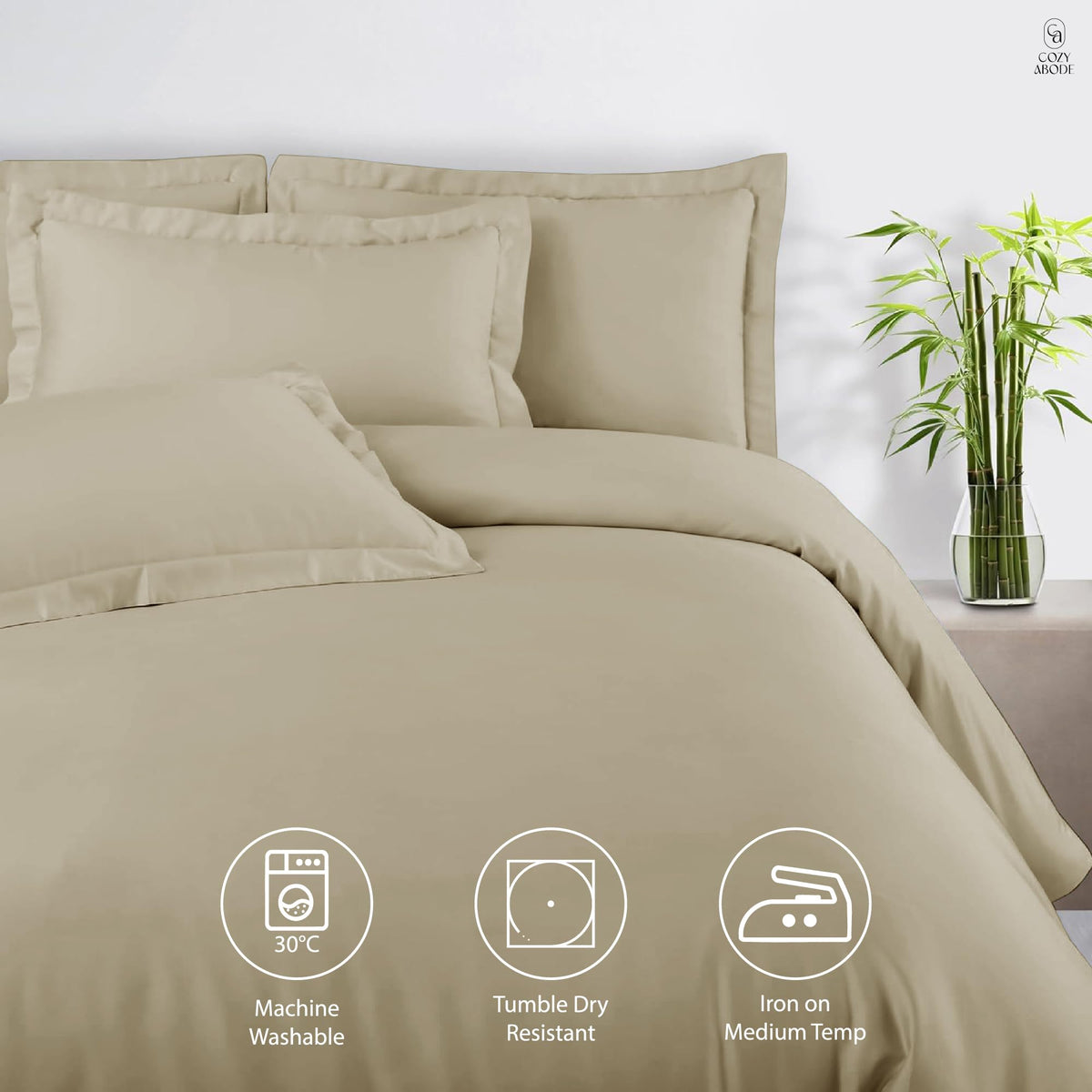 100% Bamboo King Size Bedsheet 275x275 cm with 2 Oxford Pillowcases | 250 TC Ultra Soft, Cooling & Breathable | Plain Solid Luxury Double Bed Sheet (Silver, Pillow Cover Pack of 2)