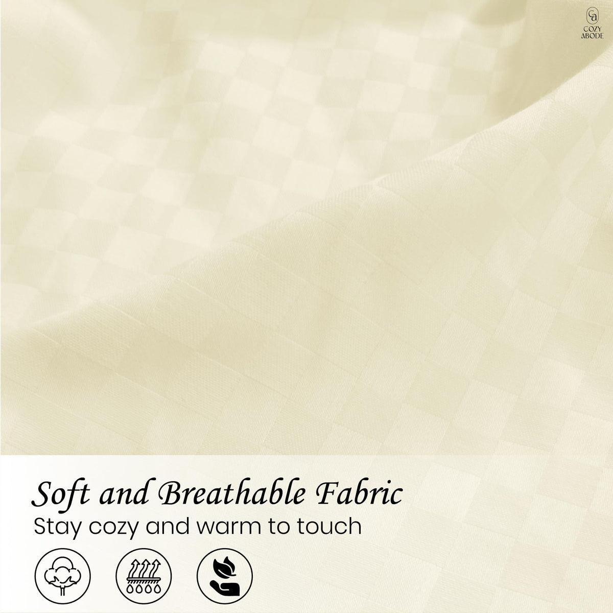 Premium 100% 350TC Jacquard Weave Microcheck King Size 108 x 108 Inches Bedsheet Set – Soft, Breathable & Durable Sateen Weave – 1 Flat Sheet, 2 Pillow Covers (Caramel)