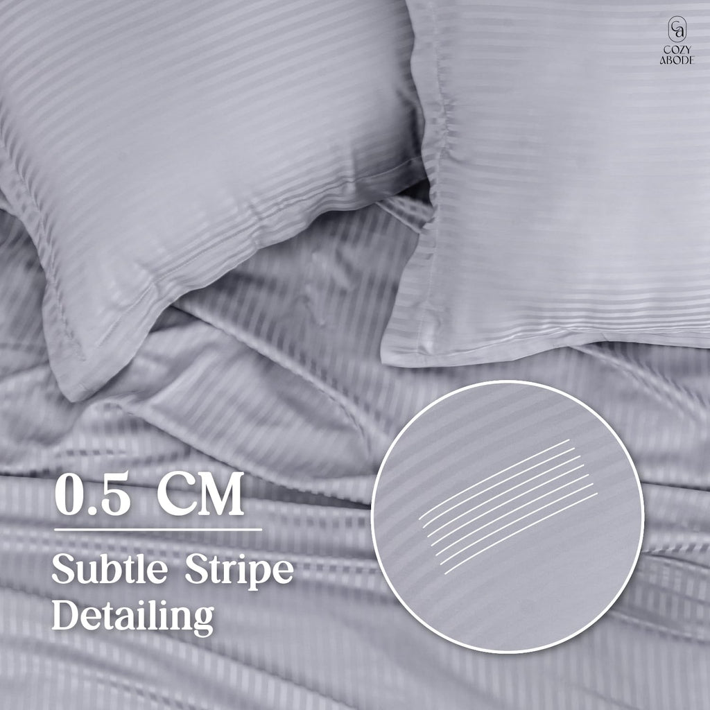 Luxury 300TC 100% Pure Bamboo Self Stripe Bedsheet Set – Flat King Size (108 x 108 inch) | Ultra Soft, Cooling, Breathable & Eco-Friendly with 2 Pillow Covers, Beige
