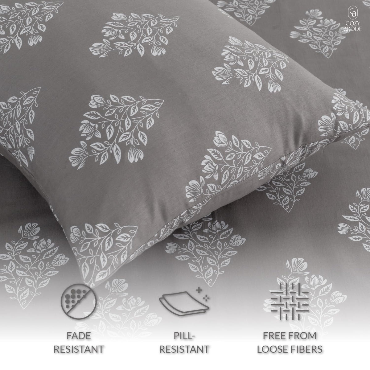 200TC 100% Cotton Elegant Floral Leaf Damask Printed Flat Bedsheet King Size (108 x 108 Inch) with 2 Pillow Covers – Soft Breathable Fabric, Dark Subtle Colours Bedding for Home, Beige