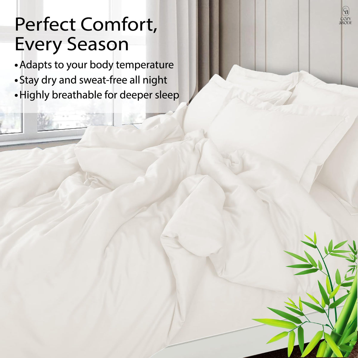 100% Bamboo King Size Bedsheet 275x275 cm with 2 Oxford Pillowcases | 250 TC Ultra Soft, Cooling & Breathable | Plain Solid Luxury Double Bed Sheet (Silver, Pillow Cover Pack of 2)