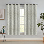 Printed Linen Curtain Set Grommet Ring Top Light Filtering Linen Textured Semi-Sheer | 5 Feet | for Living Room, Bedroom & Balcony |150cm x 115cm (Blue/White Paisley, 5 FT (Window)