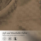 Premium 100% 350TC Jacquard Weave Microcheck King Size 108 x 108 Inches Bedsheet Set – Soft, Breathable & Durable Sateen Weave – 1 Flat Sheet, 2 Pillow Covers (Caramel)
