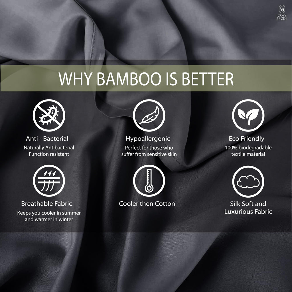 100% Bamboo King Size Bedsheet 275x275 cm with 2 Oxford Pillowcases | 250 TC Ultra Soft, Cooling & Breathable | Plain Solid Luxury Double Bed Sheet (Silver, Pillow Cover Pack of 2)