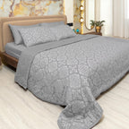 600 TC Jacquard Luxury Bedding Set with Quilted Comforter, Bedsheet & 4 Pillow Covers | Ultra Soft, All-Season | Premium Bedding (Vintage Ornamental)