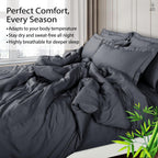 100% Bamboo King Size Bedsheet 275x275 cm with 2 Oxford Pillowcases | 250 TC Ultra Soft, Cooling & Breathable | Plain Solid Luxury Double Bed Sheet (Silver, Pillow Cover Pack of 2)