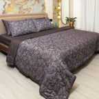 600 TC Jacquard Luxury Bedding Set with Quilted Comforter, Bedsheet & 4 Pillow Covers | Ultra Soft, All-Season | Premium Bedding (Blue, King 275x275cm, Vintage Ornamental)