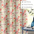 Printed Linen Curtain Set Grommet Ring Top Light Filtering Linen Textured Semi-Sheer | 5 Feet | for Living Room, Bedroom & Balcony |150cm x 115cm (Blue/White Paisley, 5 FT (Window)