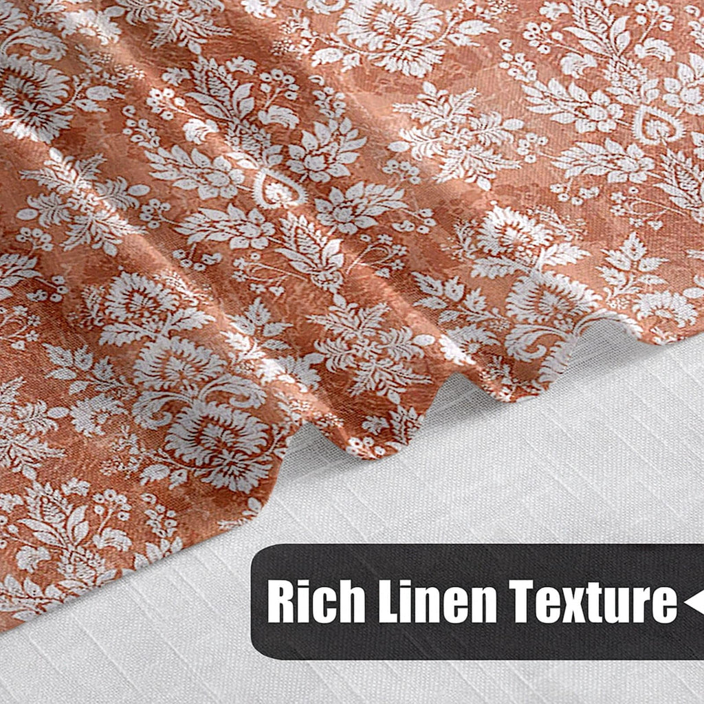 Printed Linen Curtain Set Grommet Ring Top Light Filtering Linen Textured Semi-Sheer | 5 Feet | for Living Room, Bedroom & Balcony |150cm x 115cm (Blue/White Paisley, 5 FT (Window)