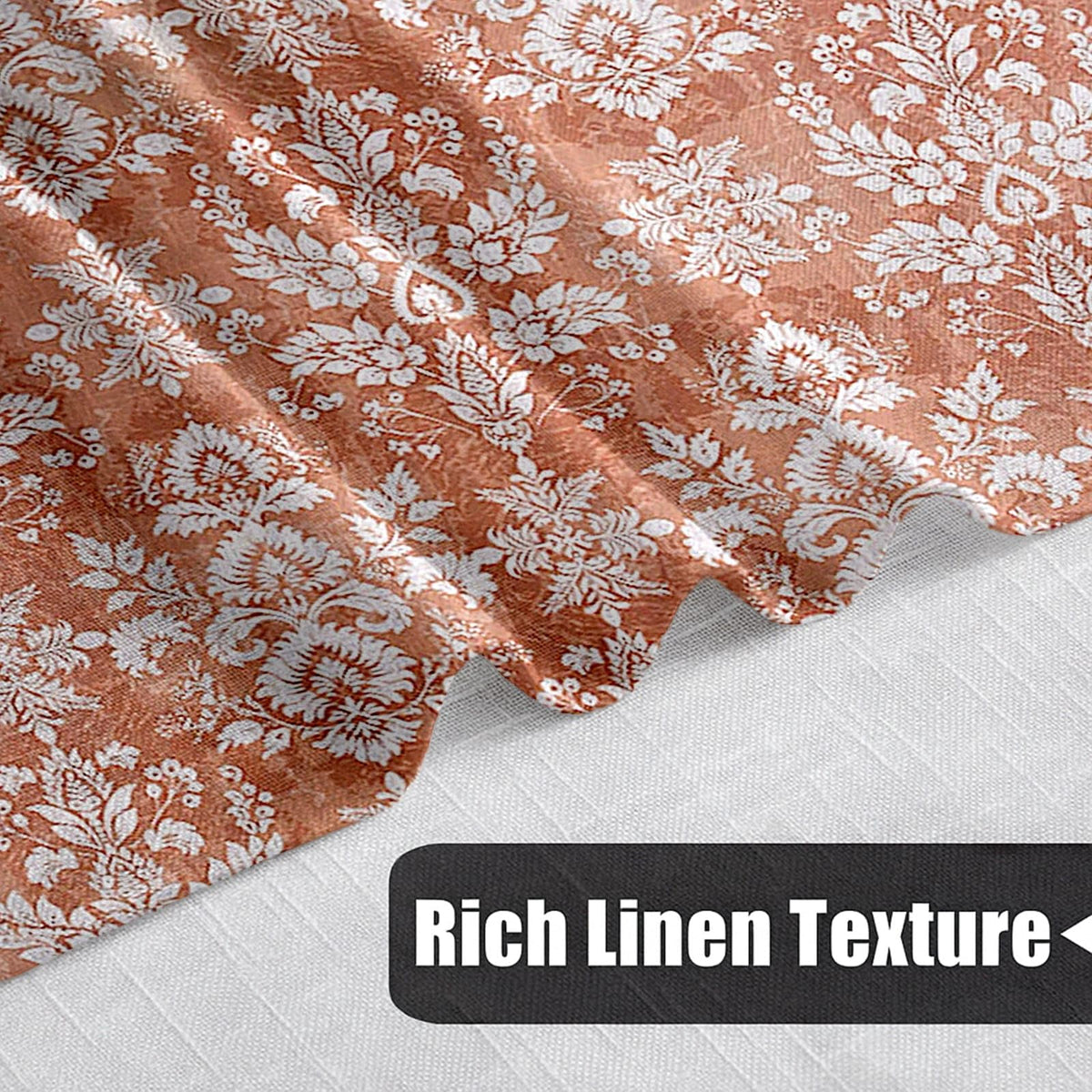 Printed Linen Curtain Set Grommet Ring Top Light Filtering Linen Textured Semi-Sheer | 5 Feet | for Living Room, Bedroom & Balcony |150cm x 115cm (Blue/White Paisley, 5 FT (Window)