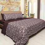 600 TC Jacquard Luxury Bedding Set with Quilted Comforter, Bedsheet & 4 Pillow Covers | Ultra Soft, Breathable, All-Season | Hotel Style Bedding (Victorian Damask)