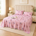 200TC 100% Cotton Percale Bedsheet Set with Lace Detailed Pillow Covers - White (Pink)