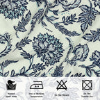 100% Cotton Printed Curtain Set with Steel Eyelet Ring Top - 70-80% Room Darkening Window Curtains | 5 Feet for Living Room, Bedroom & Balcony 150x115cm (Blue/White Damask, 5FT (Window))