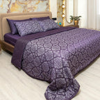 600 TC Jacquard Luxury Bedding Set with Quilted Comforter, Bedsheet & 4 Pillow Covers | Ultra Soft, All-Season | Premium Bedding (Vintage Ornamental)