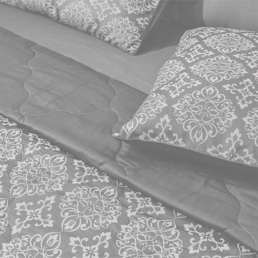 Luxury 600TC Jacquard Cotton Rich 3Pcs Comforter Set & Pillow Covers, Ultra Soft Fluffy & Lightweight AC Quilted Blanket Set for All Season