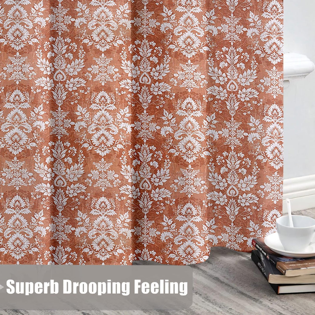 Printed Linen Curtain Set Grommet Ring Top Light Filtering Linen Textured Semi-Sheer | 5 Feet | for Living Room, Bedroom & Balcony |150cm x 115cm (Blue/White Paisley, 5 FT (Window)