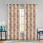 Printed Linen Curtain Set Grommet Ring Top Light Filtering Linen Textured Semi-Sheer | 5 Feet | for Living Room, Bedroom & Balcony |150cm x 115cm (Blue/White Paisley, 5 FT (Window)