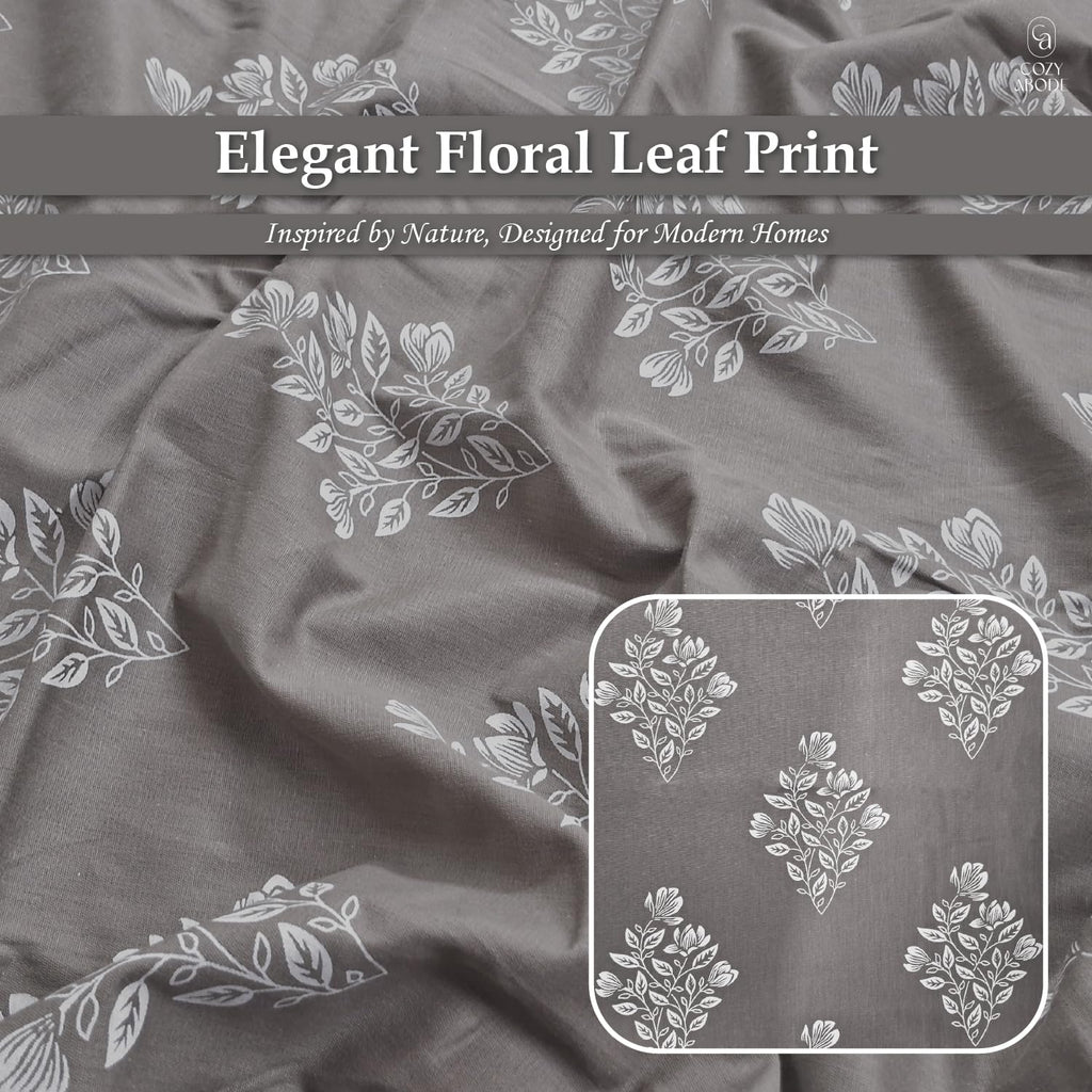 200TC 100% Cotton Elegant Floral Leaf Damask Printed Flat Bedsheet King Size (108 x 108 Inch) with 2 Pillow Covers – Soft Breathable Fabric, Dark Subtle Colours Bedding for Home, Beige