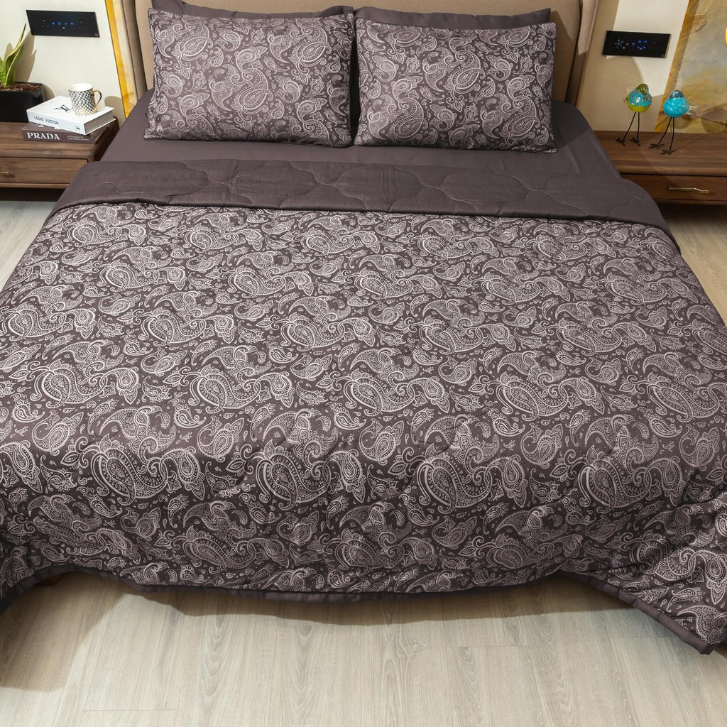 Luxury 600TC Jacquard Cotton Rich 3Pcs Comforter Set & Pillow Covers, Ultra Soft Fluffy & Lightweight AC Quilted Blanket Set for All Season