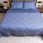 Luxury 600TC Jacquard Cotton Rich 3Pcs Comforter Set & Pillow Covers, Ultra Soft Fluffy & Lightweight AC Quilted Blanket Set for All Season