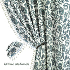 100% Cotton Printed Curtain Set with Steel Eyelet Ring Top - 70-80% Room Darkening Window Curtains | 5 Feet for Living Room, Bedroom & Balcony 150x115cm (Blue/White Damask, 5FT (Window))