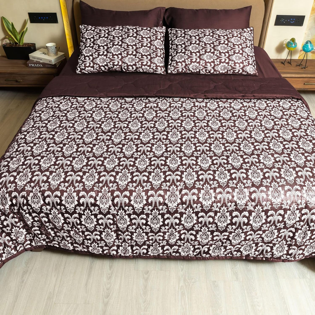 Luxury 600TC Jacquard Cotton Rich 3Pcs Comforter Set & Pillow Covers, Ultra Soft Fluffy & Lightweight AC Quilted Blanket Set for All Season