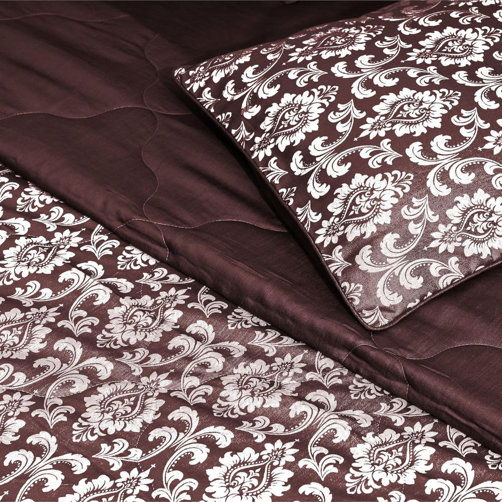 Luxury 600TC Jacquard Cotton Rich 3Pcs Comforter Set & Pillow Covers, Ultra Soft Fluffy & Lightweight AC Quilted Blanket Set for All Season