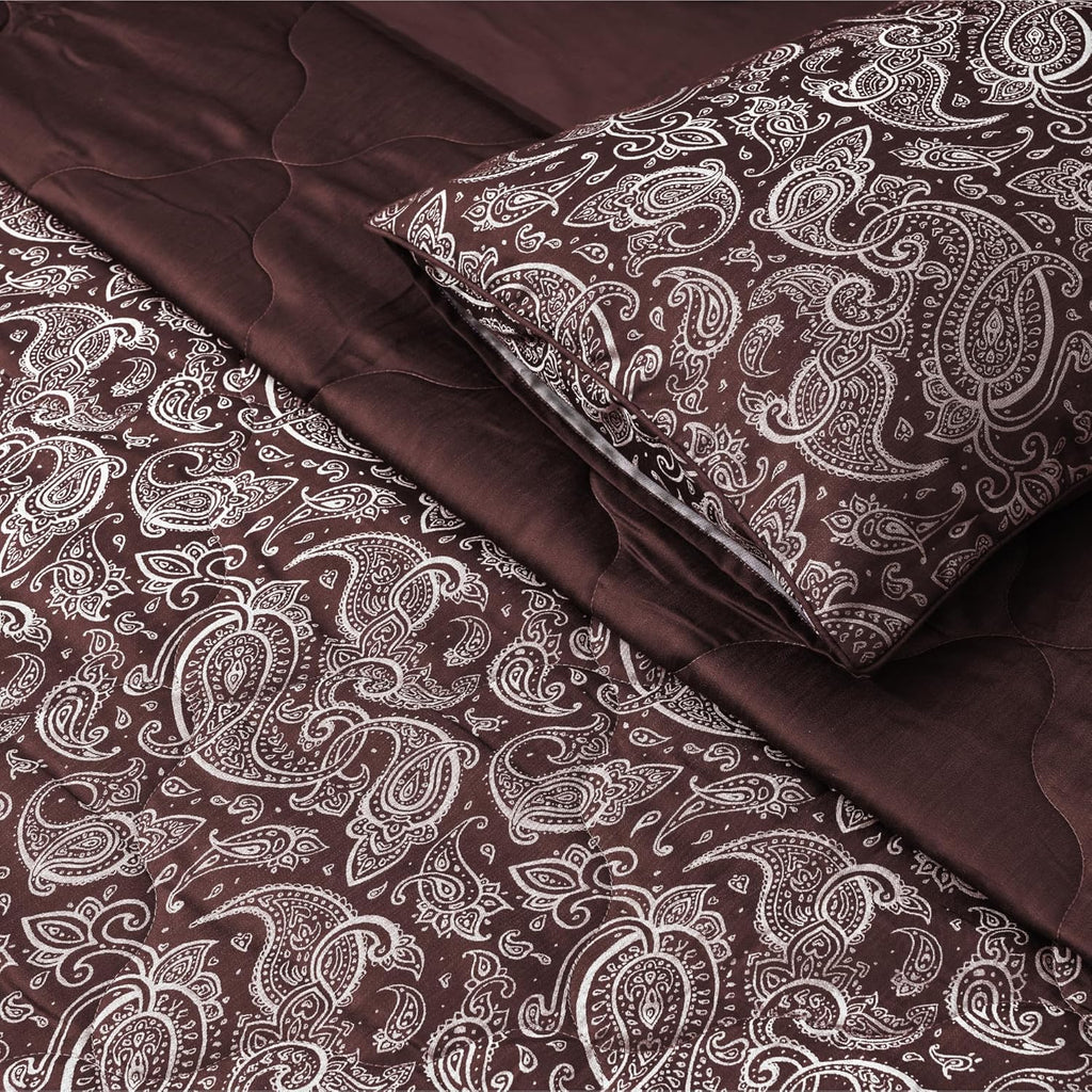 Luxury 600TC Jacquard Cotton Rich 3Pcs Comforter Set & Pillow Covers, Ultra Soft Fluffy & Lightweight AC Quilted Blanket Set for All Season