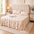 200TC 100% Cotton Percale Bedsheet Set with Lace Detailed Pillow Covers - (Ivory)