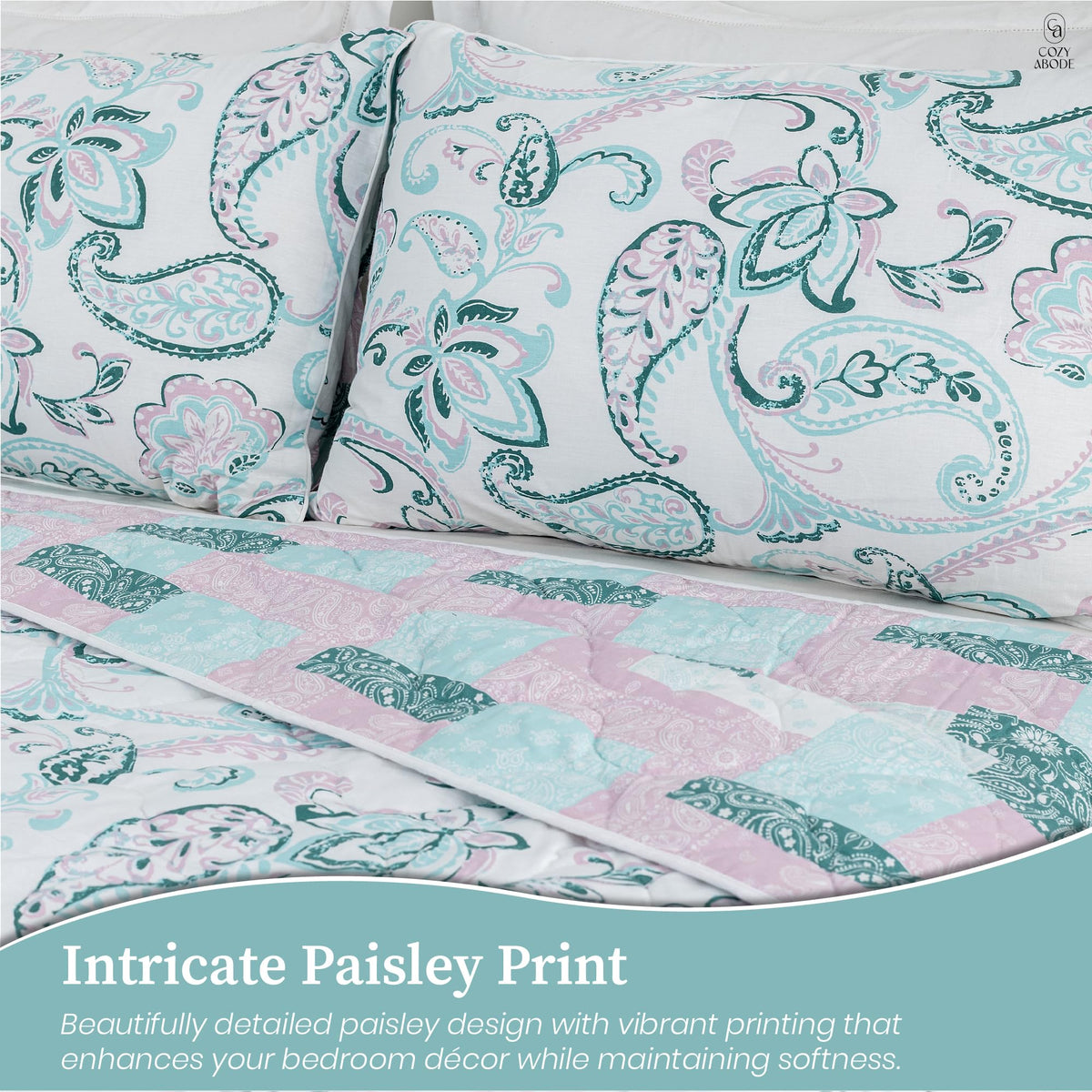 200 TC 100% Cotton Reversible Lightly Quilted Comforter/Dohar | Elegant Paisley Print | Double-Sided Design | Soft, Breathable & All-Season Comfort, Blue, Double