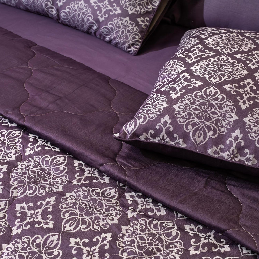 Luxury 600TC Jacquard Cotton Rich 3Pcs Comforter Set & Pillow Covers, Ultra Soft Fluffy & Lightweight AC Quilted Blanket Set for All Season