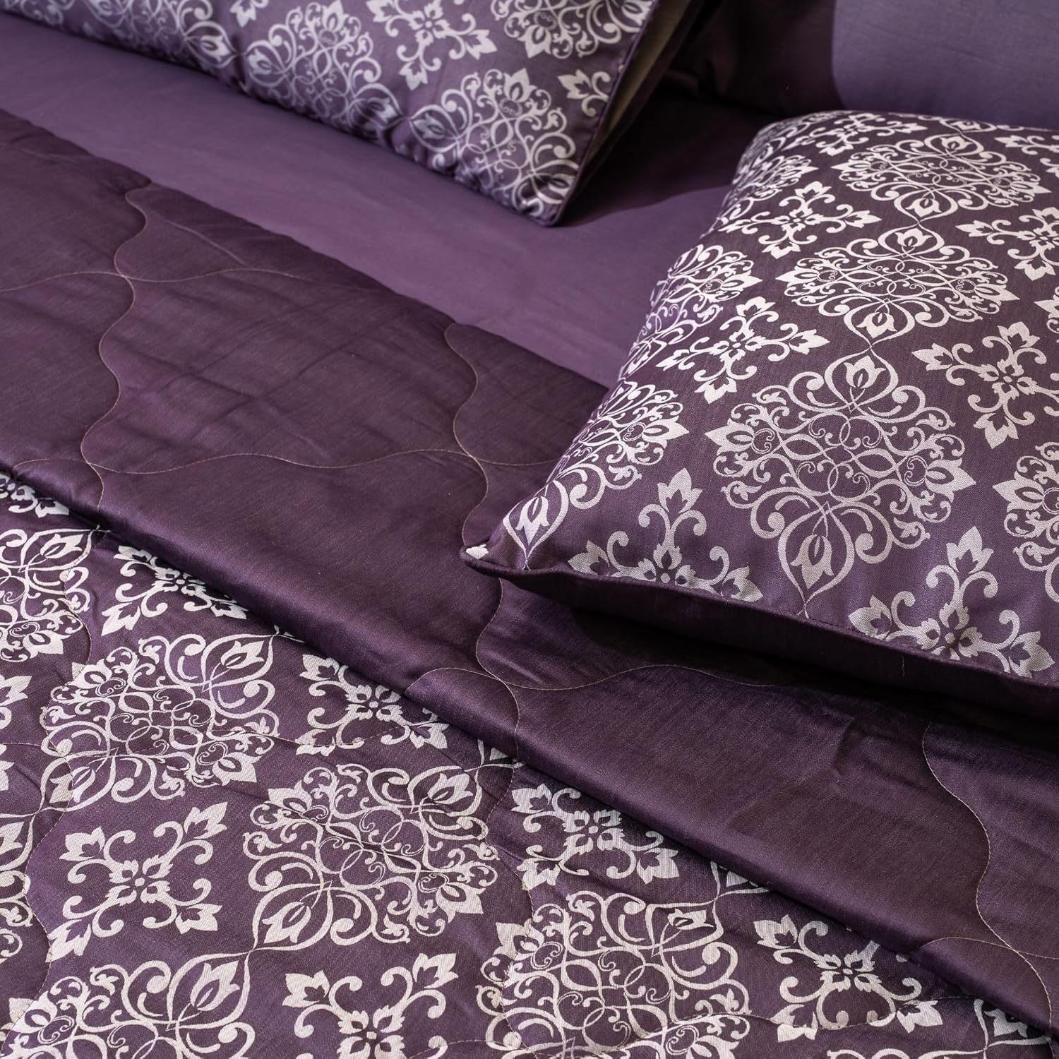 Luxury 600TC Jacquard Cotton Rich 3Pcs Comforter Set & Pillow Covers, Ultra Soft Fluffy & Lightweight AC Quilted Blanket Set for All Season