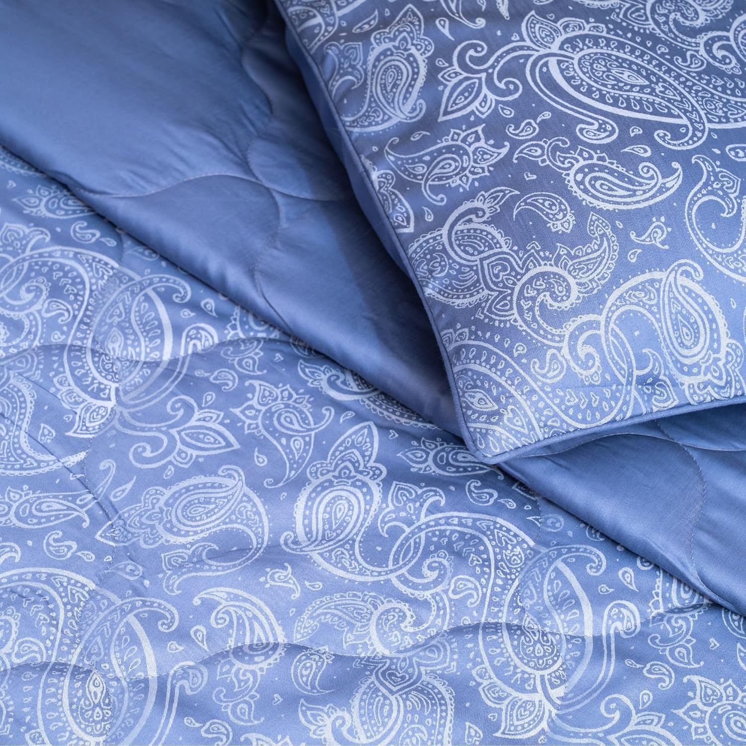 Luxury 600TC Jacquard Cotton Rich 3Pcs Comforter Set & Pillow Covers, Ultra Soft Fluffy & Lightweight AC Quilted Blanket Set for All Season