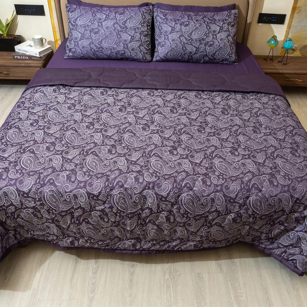 Luxury 600TC Jacquard Cotton Rich 3Pcs Comforter Set & Pillow Covers, Ultra Soft Fluffy & Lightweight AC Quilted Blanket Set for All Season